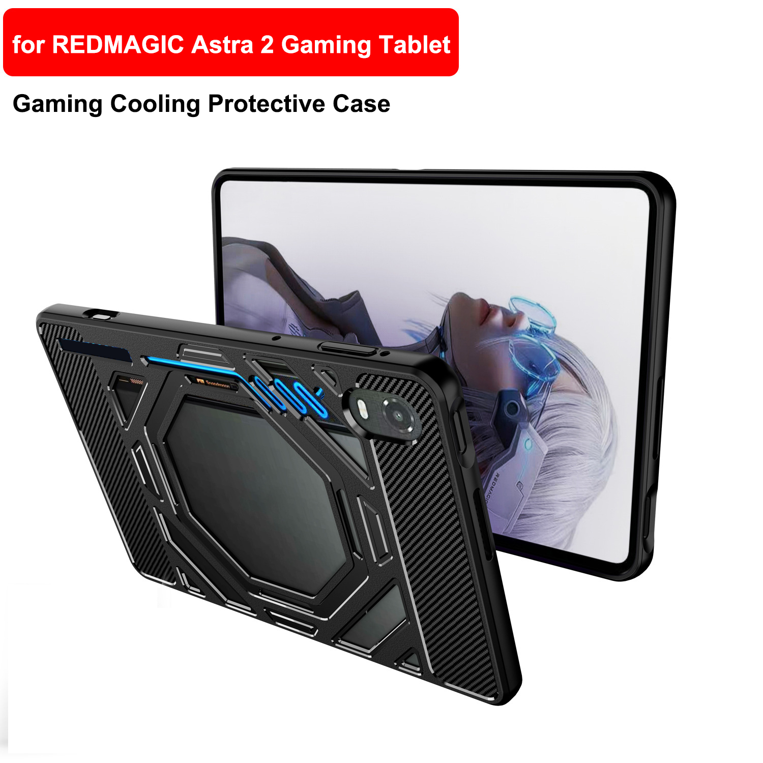 Redmagic Tablet Accessories - REDMAGIC Astra 2 TPUゲーミングケース、落下防止エアバッグコーナー、冷却ホローバックデザイン、0.3mm盛り上がったエッジ、レンズ保護、スクリーンフィット