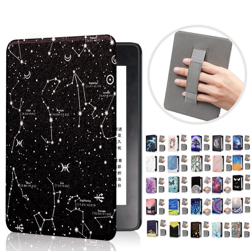 Kindle Tablet Accessories - 磁気スマートケース,ハンドストラップ付きプリントかわいいカバー,ペーパーホワイト1, 2, 3, 2015,dp75sdi,ey21,7th,6e,5th Generation