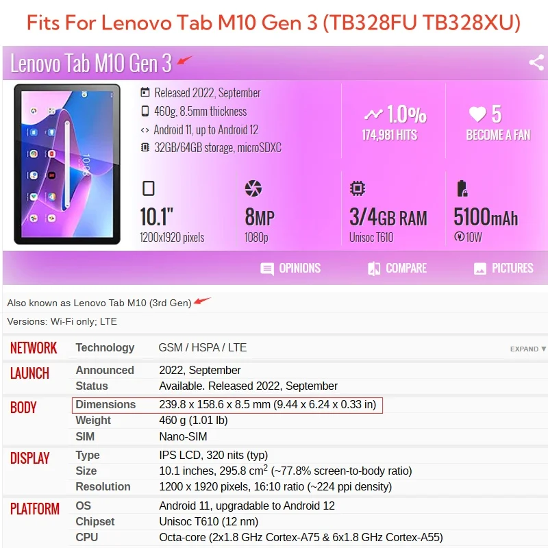 Lenovo Tab M10 第3世代 10.1インチ ケー - Tablet Accessories Lenovo のレビューと価格