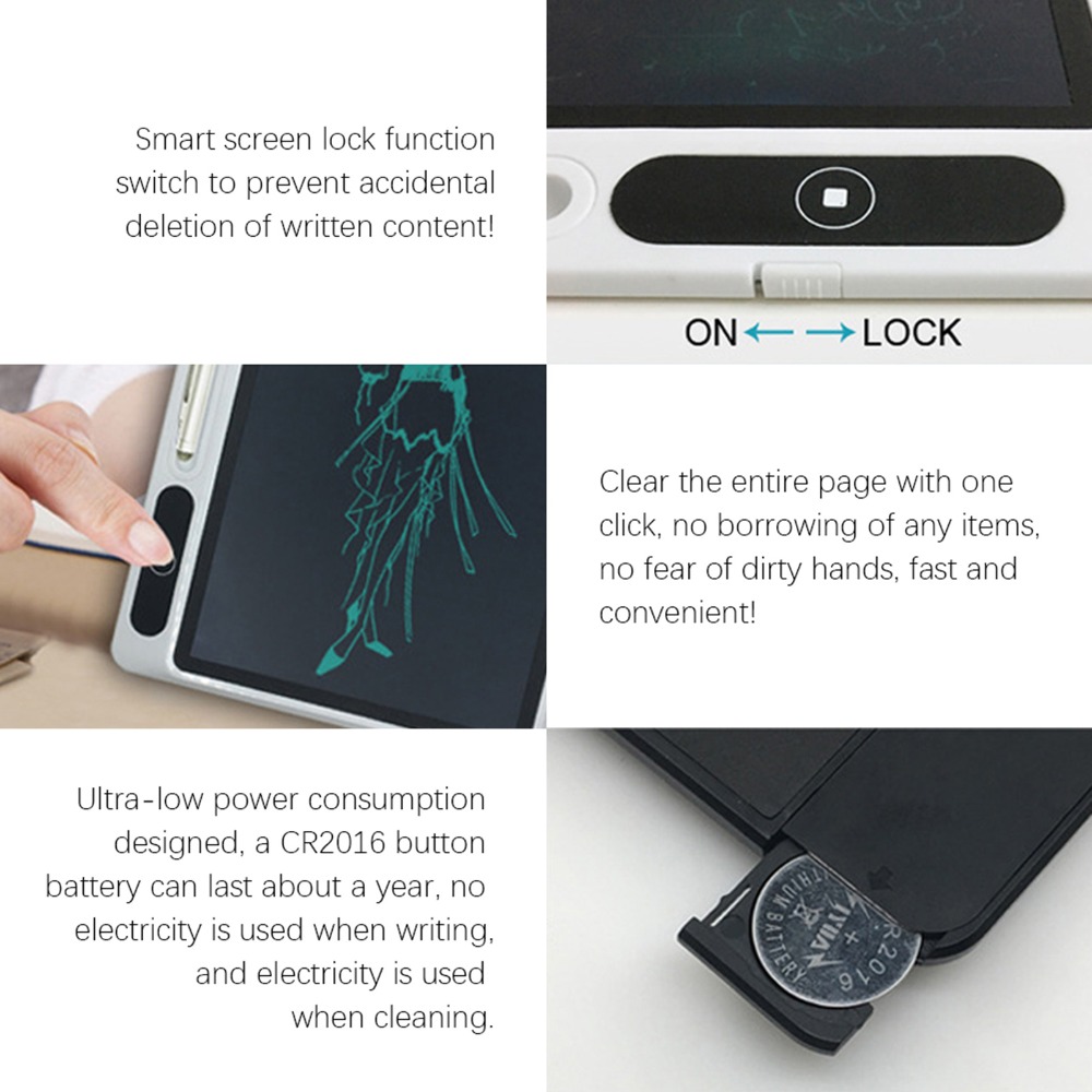 ブラック LCD ライティングタブレット 小型光発電式描画ボ - Tablet Sleeves & Cases Ipad Accessories のレビューと価格